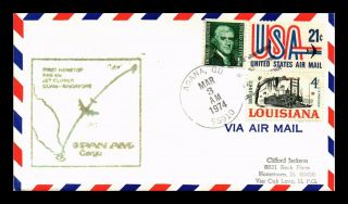 Dr Jim Stamps Us Agana Guam First Flight Air Mail Cover Singapore Backstamp