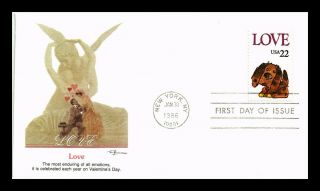 Us Cover Love Puppy Dog Valentines Day Fdc Fleetwood Cachet