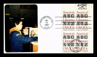 Dr Jim Stamps Us Sticker Cachet Americas Libraries Fdc Cover Block Mr Zip