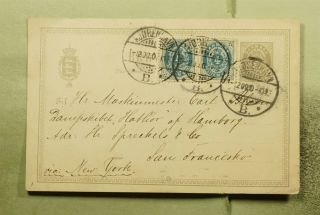 Dr Who 1900 Denmark Copenhagen Uprated Postal Card To Usa E71582
