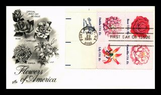 Dr Jim Stamps Us Flowers Of America Fdc Cover Block Of Four Mr Zip