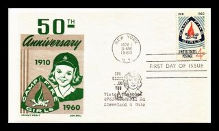 Us Cover Camp Fire Girls 50th Anniversary Fdc Ken Boll Cachet Craft