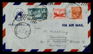 Dr Who 1956 Houston Tx Paquebot Ship Airmail Prexie To Germany E40995