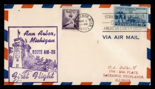 Dr Who 1955 Ann Arbor Mi First Flight Cam 86 Air Mail C118941