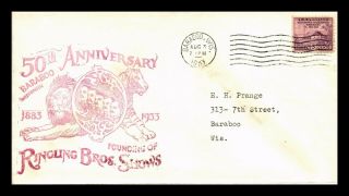 Dr Jim Stamps Us Ringling Brothers Baraboo Wisconsin Anniversary Cover