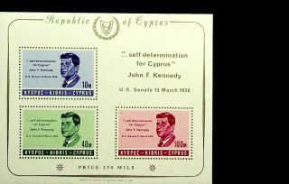 Cyprus 1956 Us Senate John F Kennedy Stamps Fine Sheet