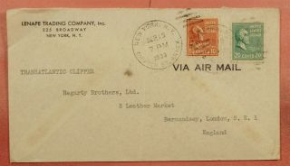 Dr Who Prexie 1939 Clipper Airmail Ny City To England 49721