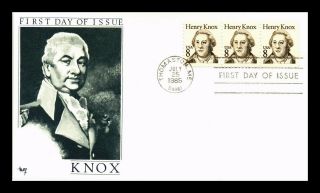 Us Cover Henry Knox Great Americans 8c Strip Of 3 Fdc Marg Cachet