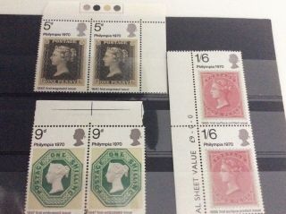Gb Double Pane Set Of 3 Stamps Sg 835,  836,  837 From 1970