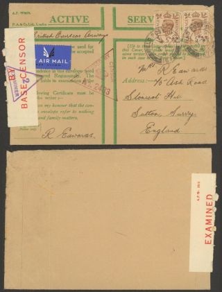 Gb Wwii 1941 - Field Post Air Mail Cover To South Africa - Censor 34925/5
