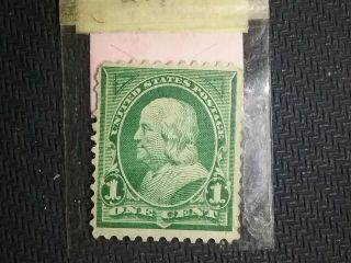 Scott 279 Deep Green 1 Cent Ben Franklin Stamp Watermarked