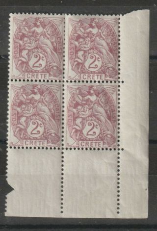 A Block Of 4 Stamps From The French Colony Crete 1900.