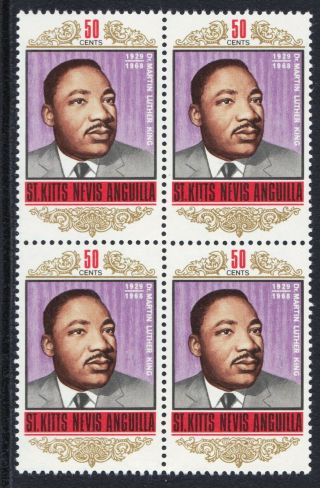 St Kitts Nevis Anguilla 1968 Martin Luther King - Mnh Block Of 4 - (53)