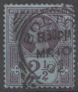 Gb Qv Sg201 2&1/2d Purple /blue " Bolton 1902 " Cancel Jub - 05