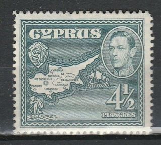 1942 Cyprus 4.  1/2p Map Definitive Sg 157 U/mint=