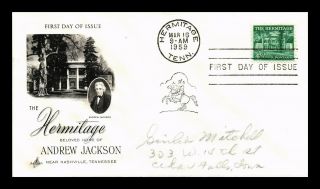 Dr Jim Stamps Us Scott 1037 The Hermitage Andrew Jackson First Day Cover