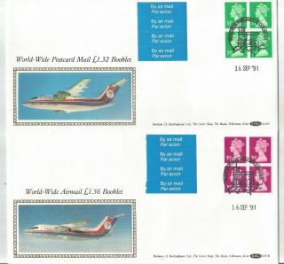 Gb 1991 World Wide Airmail Booklets Benham D169 - 70 First Day Covers