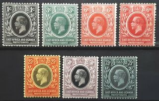 East Africa & Uganda Stamp 1912 - 21 George V Scott 40//48 Sg44//52 Og H