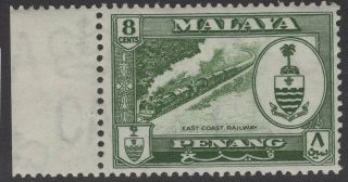 Malaya Penang Sg59 1960 8c Myrtle - Green Mnh
