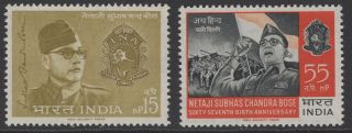 India Sg482/3 1964 67th Birth Anniv Of Subhas Chandra Bose (nationalist) Mnh