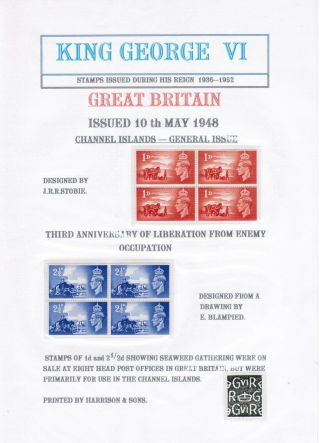 Gb 1948 Channel Islands Liberation Stamps In Blocks Of 4