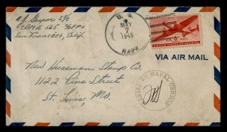 Dr Who 1945 Navy Cbmu 565 Airmail To Usa Wwii Censored E68849