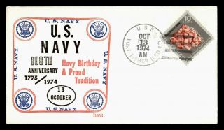 Dr Who 1974 Uss Fort Fisher Navy 199th Anniv Ship Beck Naval Cachet C131962