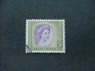 Rhodesia & Nyasaland Qeii 1954 5/ - Violet & Olive - Green Sg13 Fu