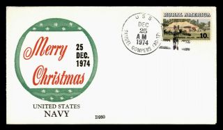 Dr Who 1974 Uss Samuel Gompers Navy Ship Beck Naval Cachet Christmas C131941