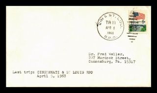 Dr Jim Stamps Us Cincinnati And St Louis Trip 11 Rpo Railroad Post Office Cover