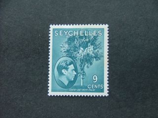 Seychelles Kgvi 1945 9c Dull Blue Ordinary Paper Sg138ac Mm