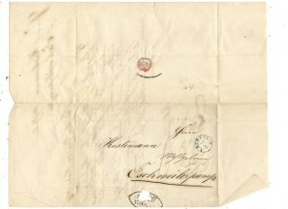 1847 Stampless Folded Letter,  Aachen Germany,  Cds