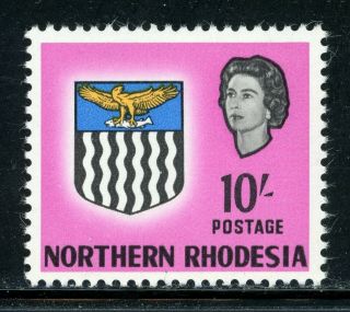 Northern Rhodesia Mlh Selections: Scott 87 10sh Qeii Arms (1963) Cv$17,