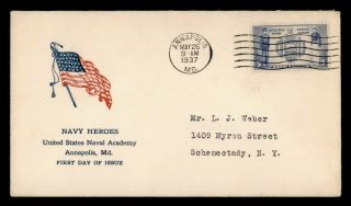Dr Who 1937 Us Naval Academy Annapolis Md Fdc C129817