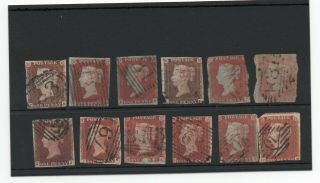 Qv Sg 8 - 1841 Penny Reds 12 Faulty Selection For Platers,  Pmk 