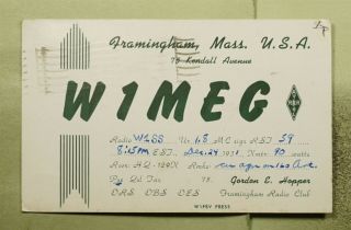 Dr Who 1951 Framingham Ma Qsl Ham Radio Postcard W1meg Prexie E67413