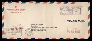 Dr Who 1941 Washington Dc Metered Airmail To Switzerland Red Cross E66968