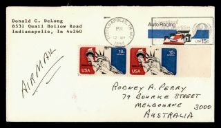 Dr Who 1994 Indianapolis In Airmail Uprated Stationery To Australia E66943
