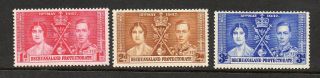 Bechuanaland 1937 Coronation Lightly Mounted Set Stamps
