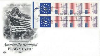 Us Artcraft Fdc 18 - Cent Sc 1892 & 1893 Flag Complete Booklet On Cover 1981