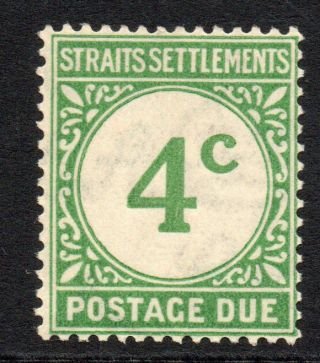Straits Settlements 4 Cent Postage Due Stamp C1924 - 26 Mm (gum Tone As Usual)