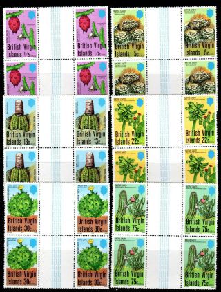 (a - 737) Virgin Is.  1979 Cacti Full Set Mnh In Blocks Of 2 Gutter Pairs