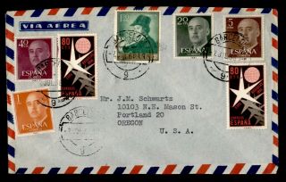 Dr Who 1958 Spain Barcelona To Usa Multi Franked Air Mail C126916