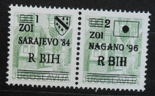 Yugoslavia - Overprinted Stamps R Bih Nagano 1992 - 1993 Privat Issues Mnh