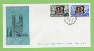 Pitcairn Island 1973 Silver Wedding Set On First Day Cover