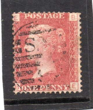 Queen Victoria One Penny Red Stamp.  Sg 43 Plate No - 172 - Letters B E