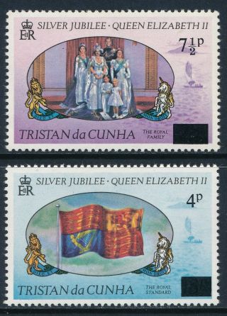 1978 Tristan Da Cunha Provisional Overprints Set Of 2 Fine Mnh