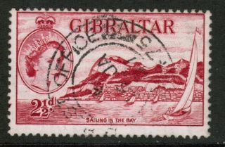 Gibraltar Qeii 1957 Sg149 2½d Deep Carmine Vfu Cds