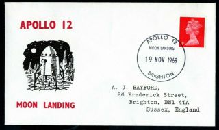 1969 Gb Apollo 12 Moon Landing Commemorative Cover 4d Stamp Brighton