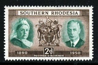 Southern Rhodesia Kg Vi 1950 Diamond Jubilee 2d Green & Brown Sg 70 Vfu